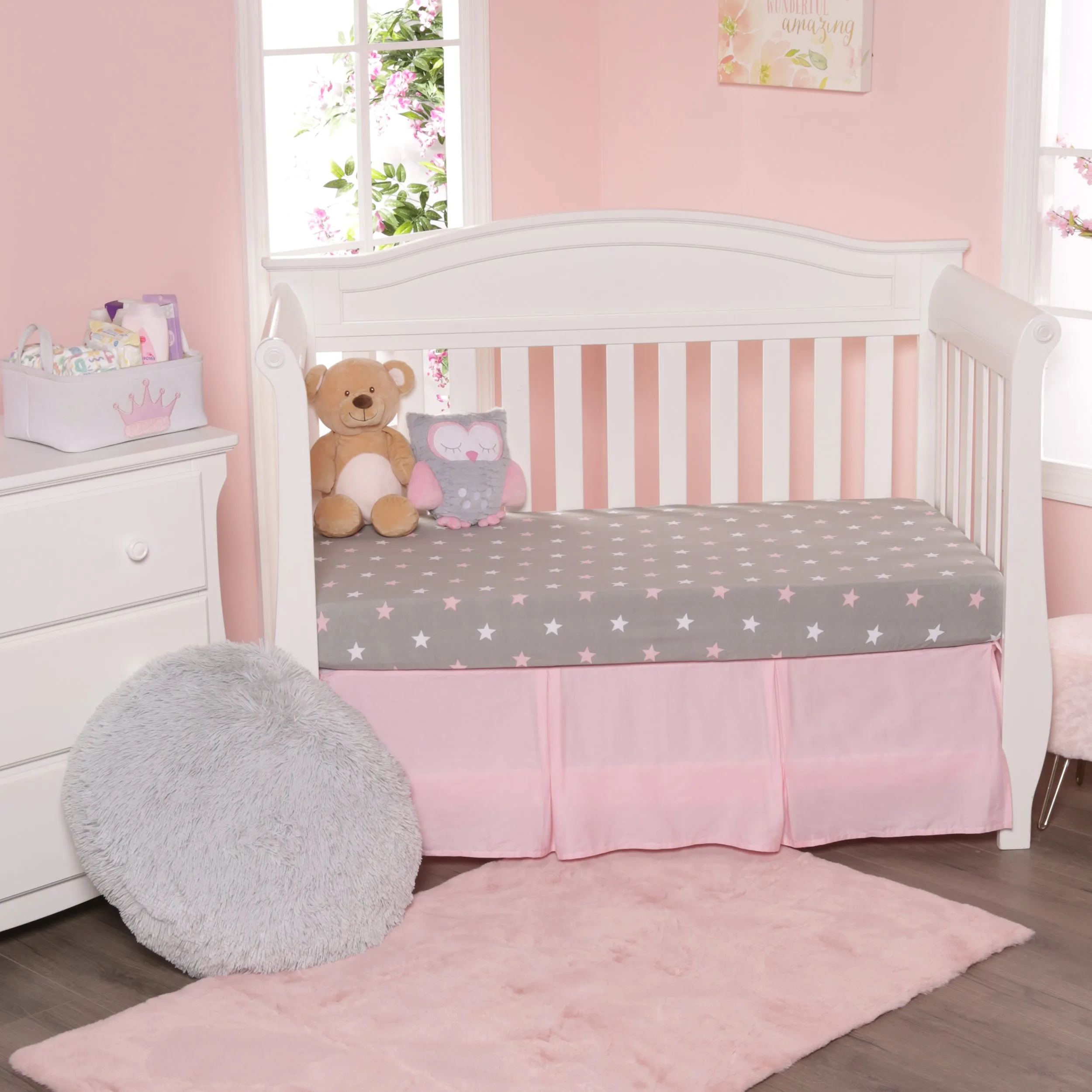 2 Pack Fitted Crib Sheet - Owls/Stars