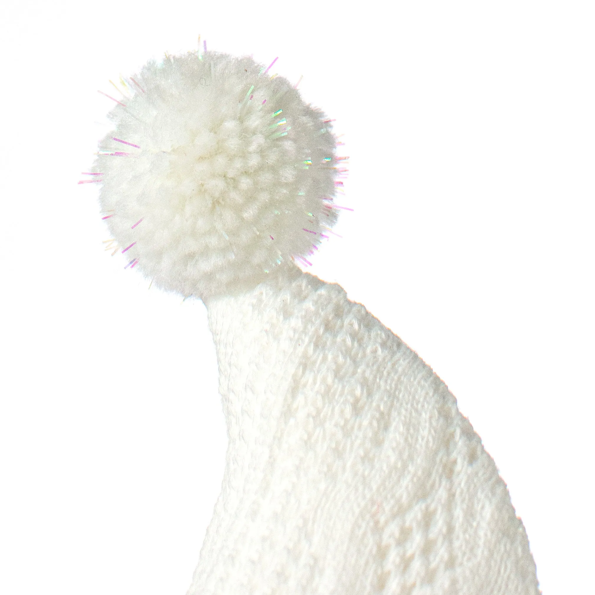 26" Cable Knit Santa Hats Spray: White