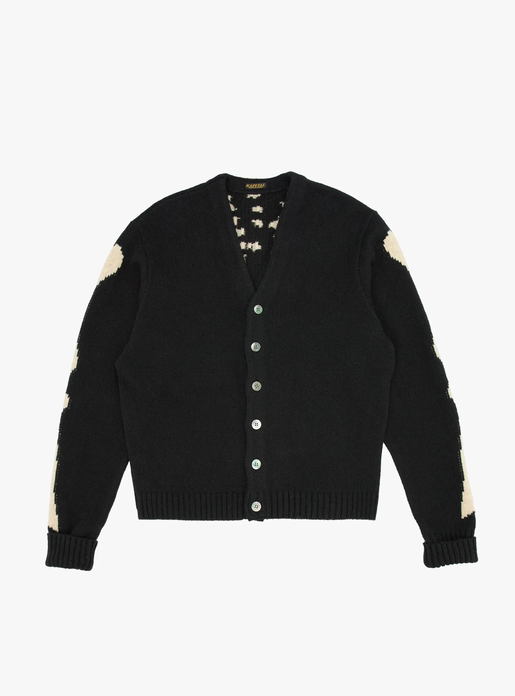 5G Wool Bone Short Cardigan Black