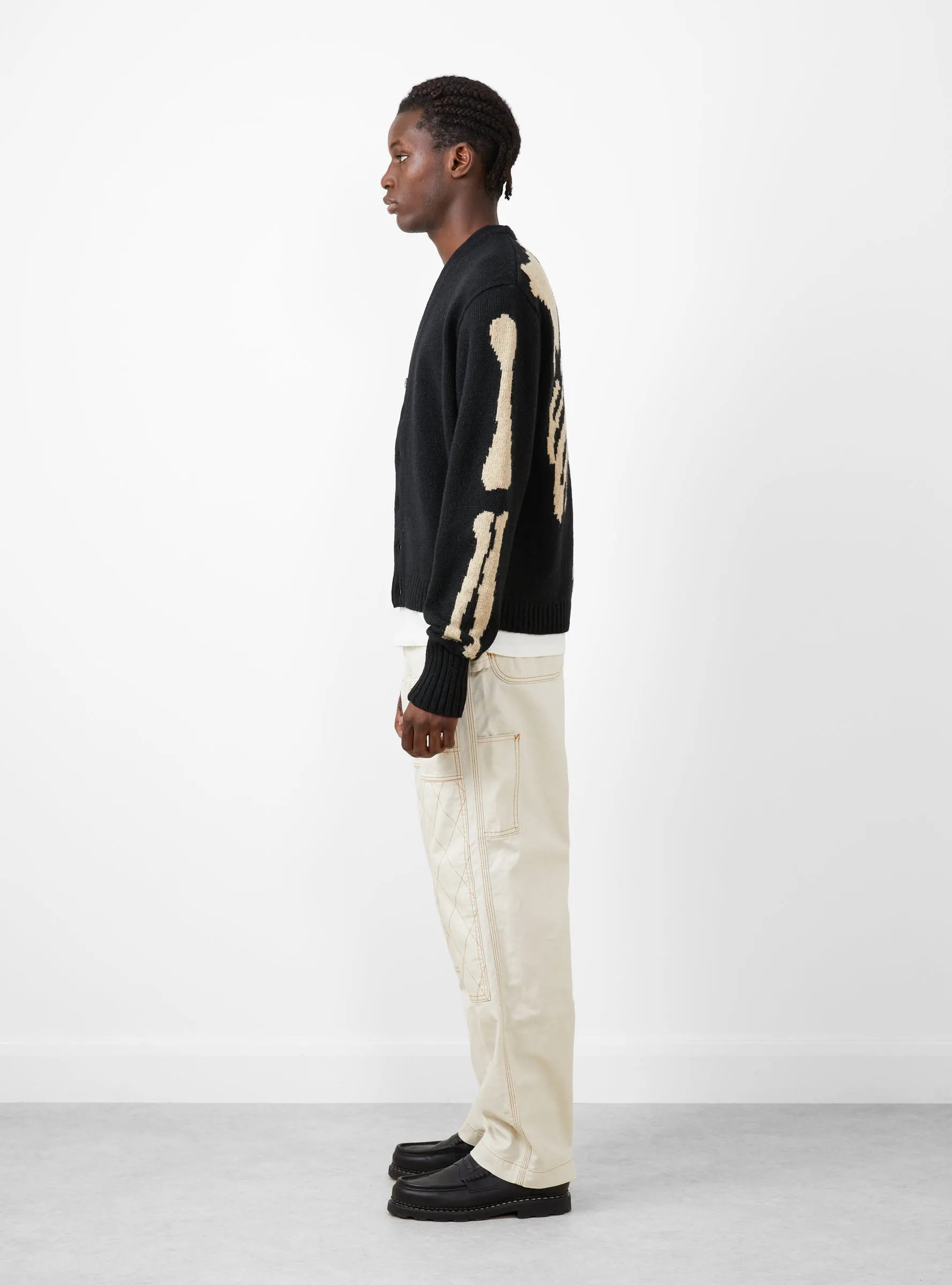 5G Wool Bone Short Cardigan Black