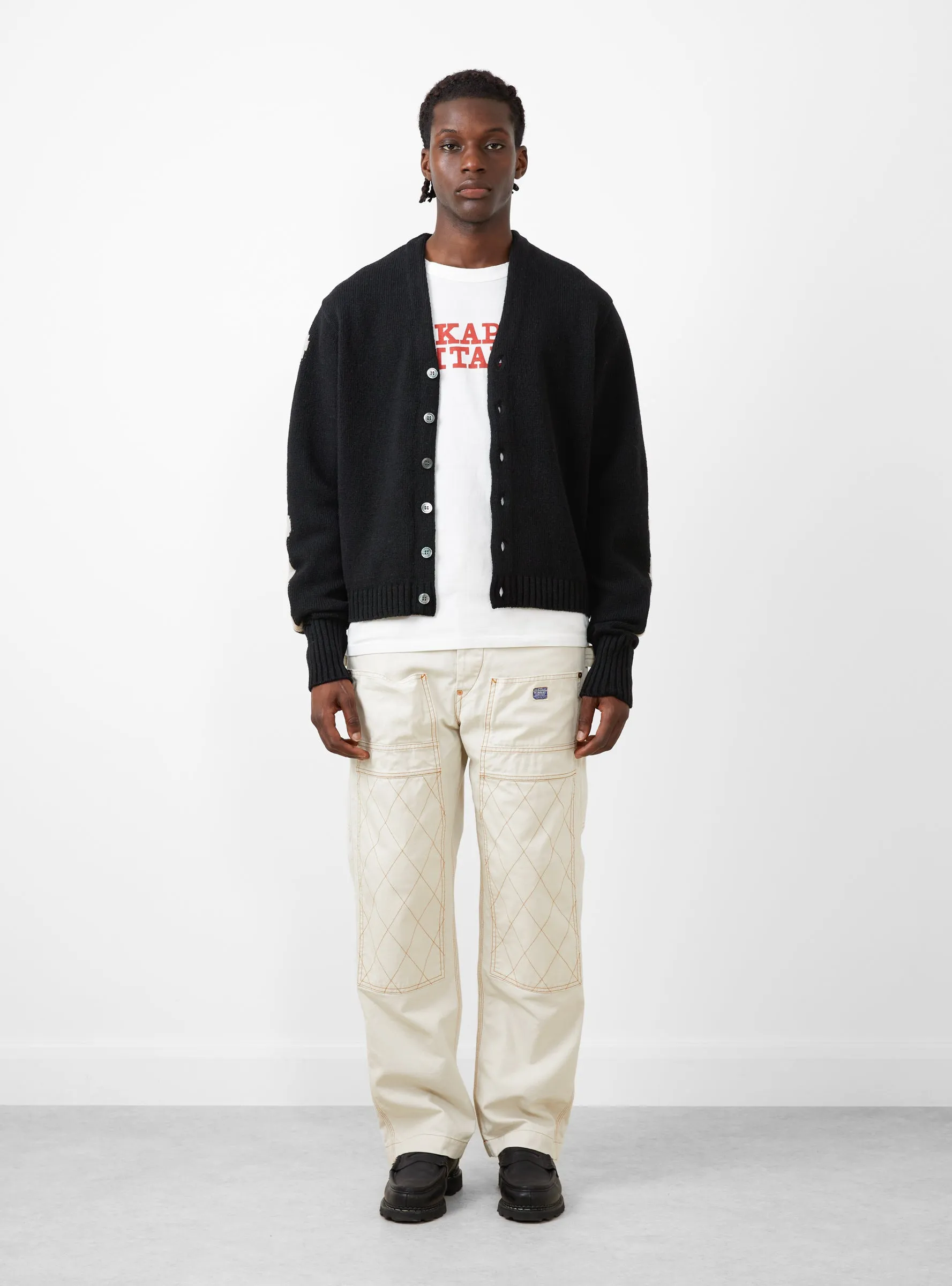 5G Wool Bone Short Cardigan Black
