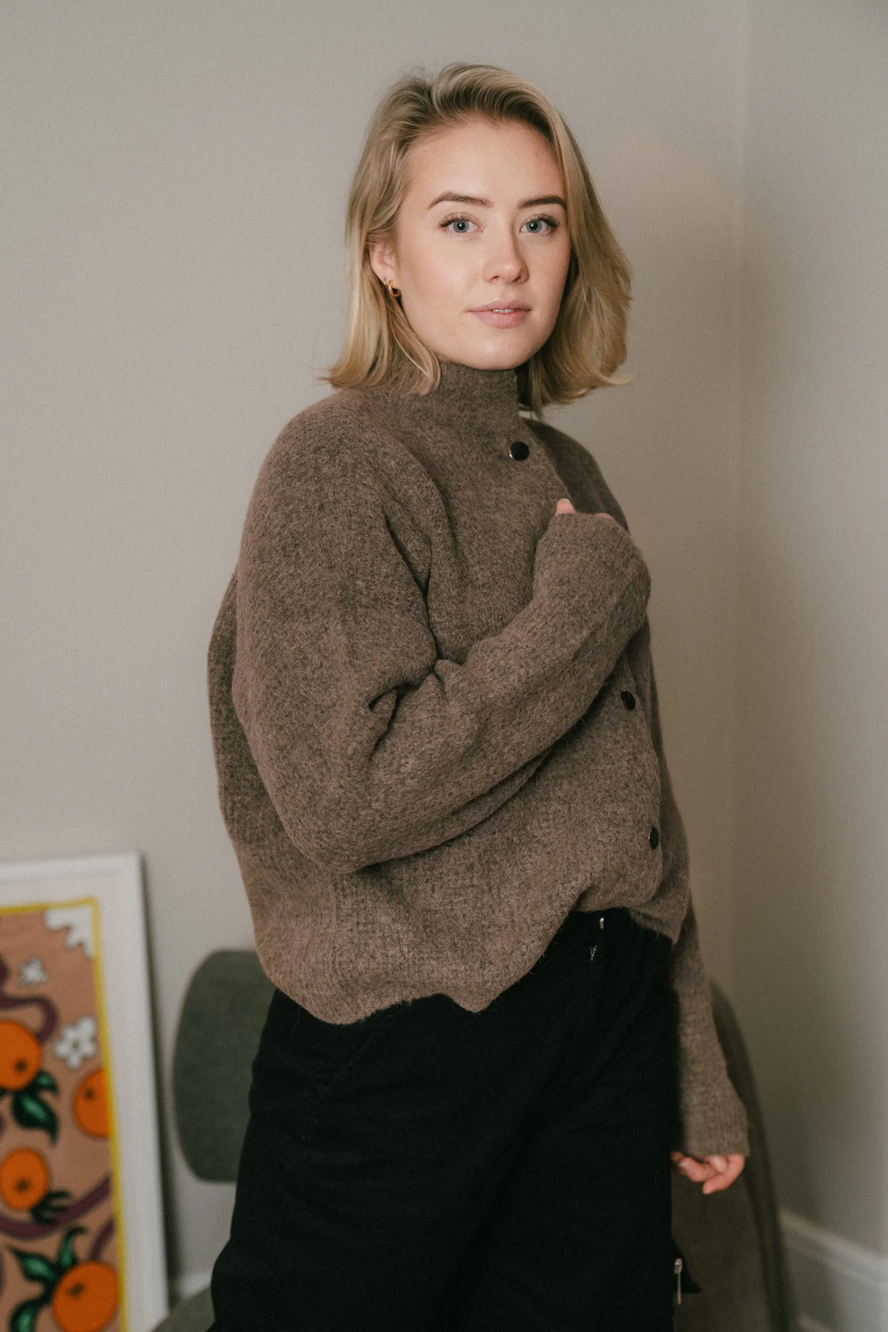 AlphaGZ Short Cardigan - Walnut Melange