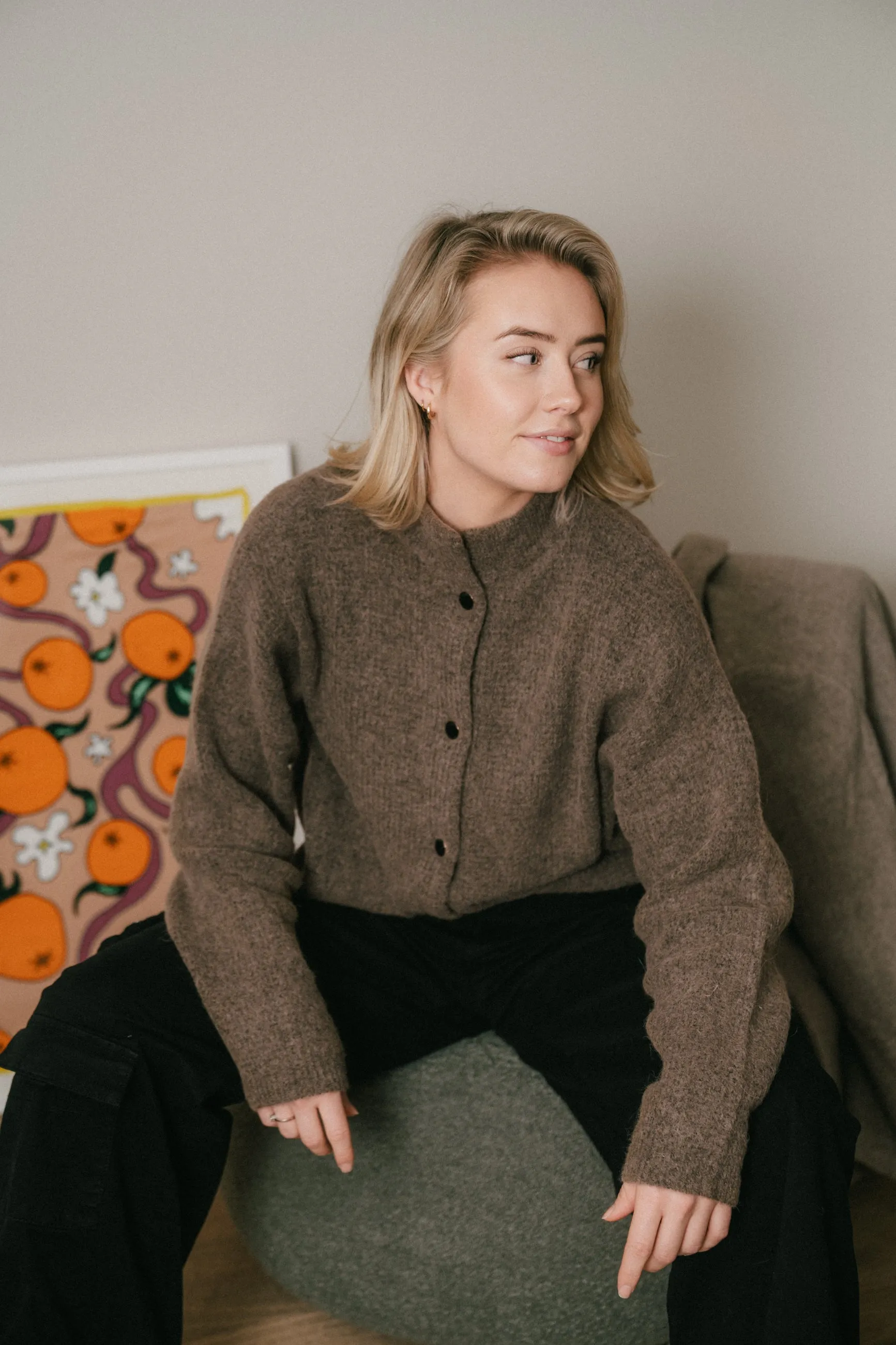 AlphaGZ Short Cardigan - Walnut Melange