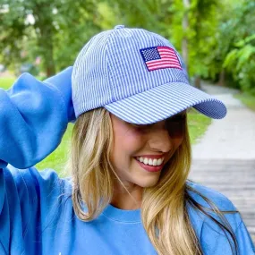 American Flag Seersucker/Gingham Hat