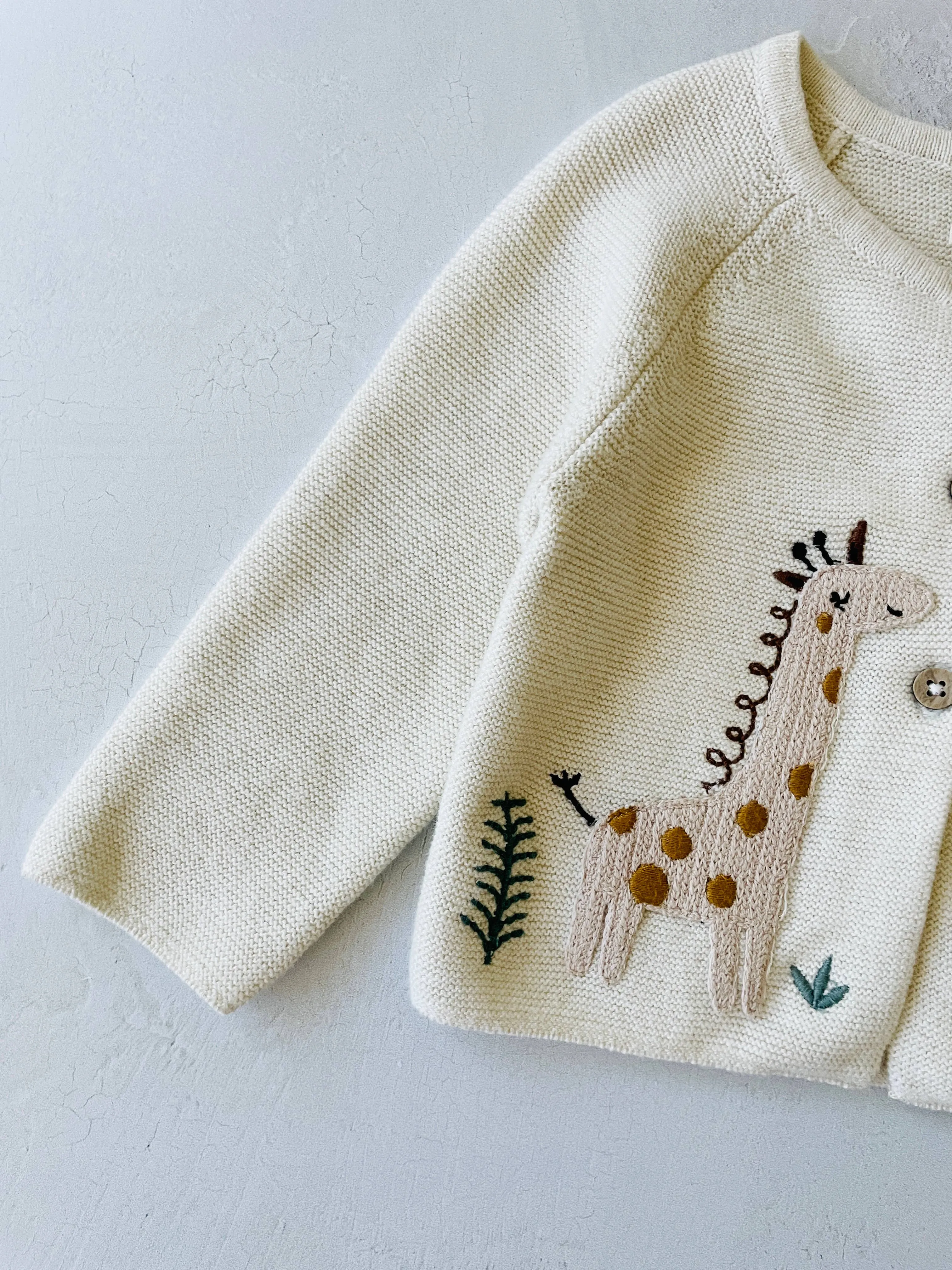 Animal Safari Embroidered Baby Cardigan Sweater