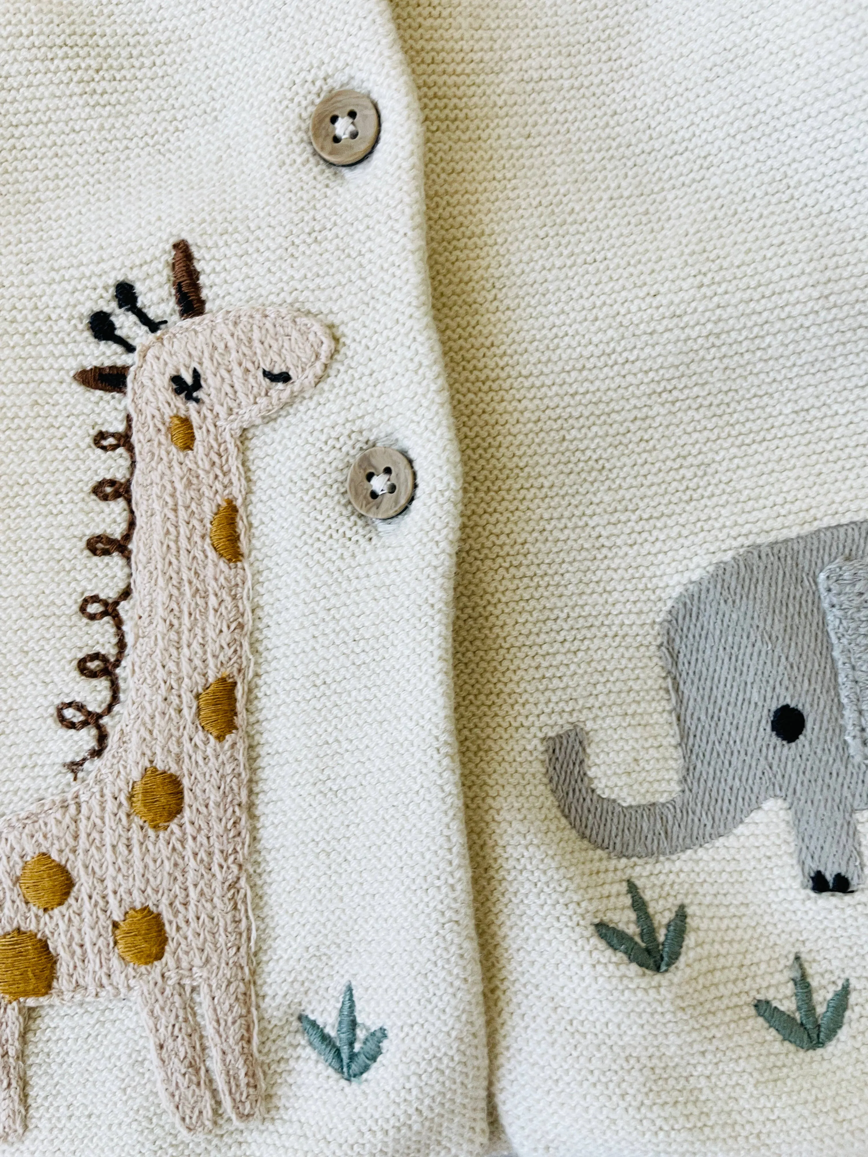 Animal Safari Embroidered Baby Cardigan Sweater
