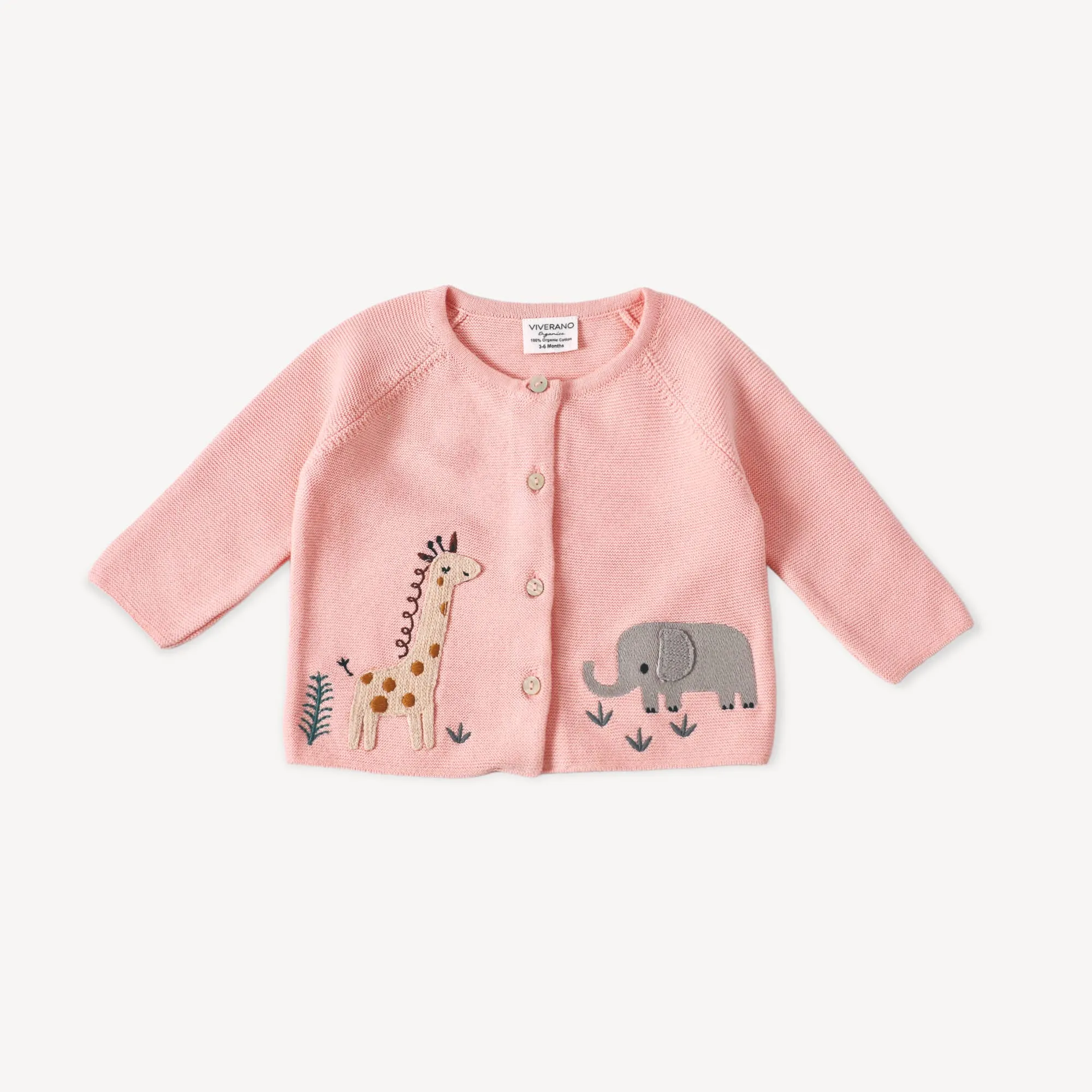 Animal Safari Embroidered Baby Cardigan Sweater