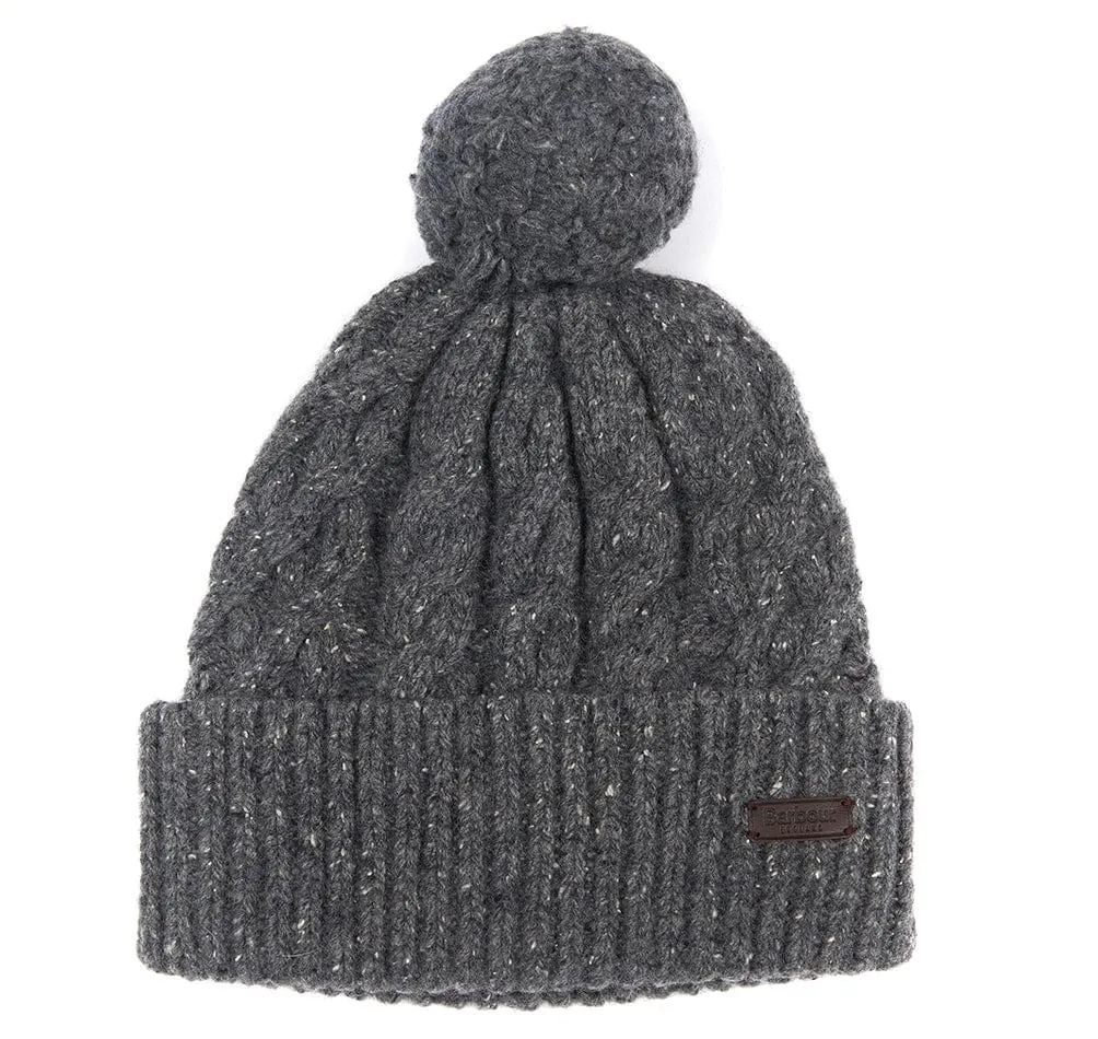 Barbour Seaton Pom Wool Blend Grey Beanie