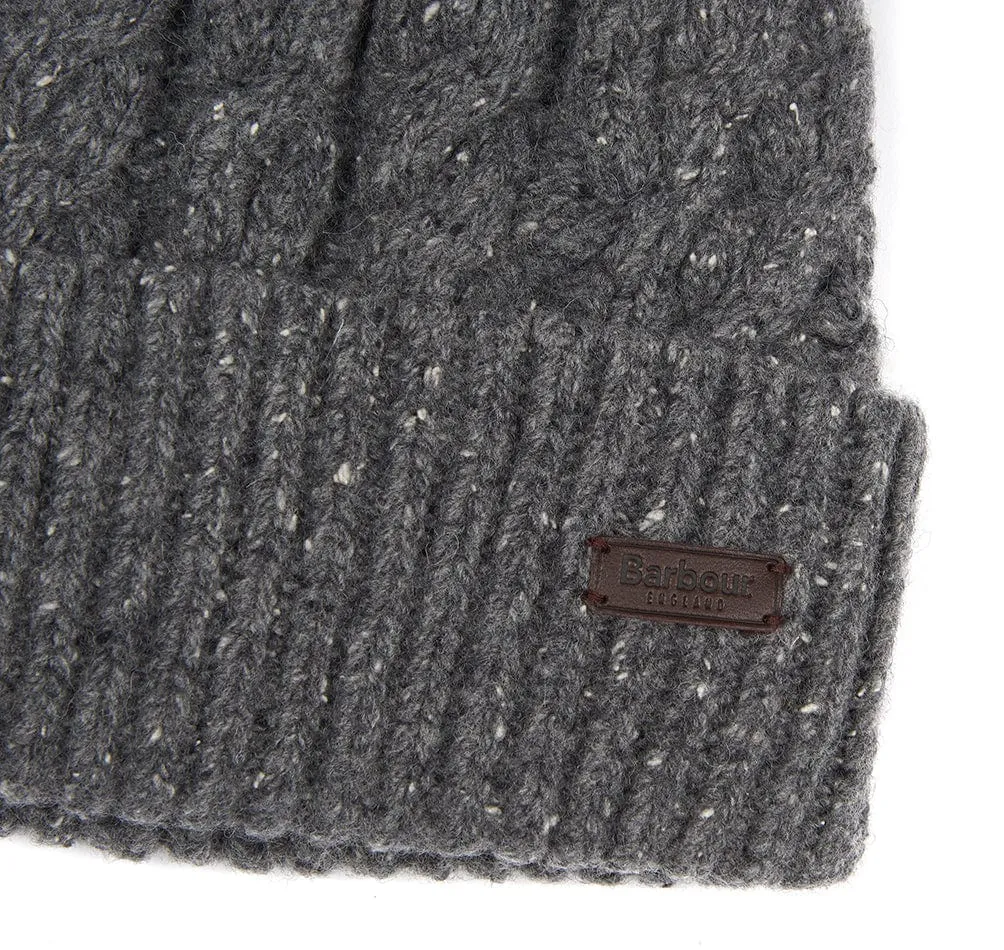 Barbour Seaton Pom Wool Blend Grey Beanie