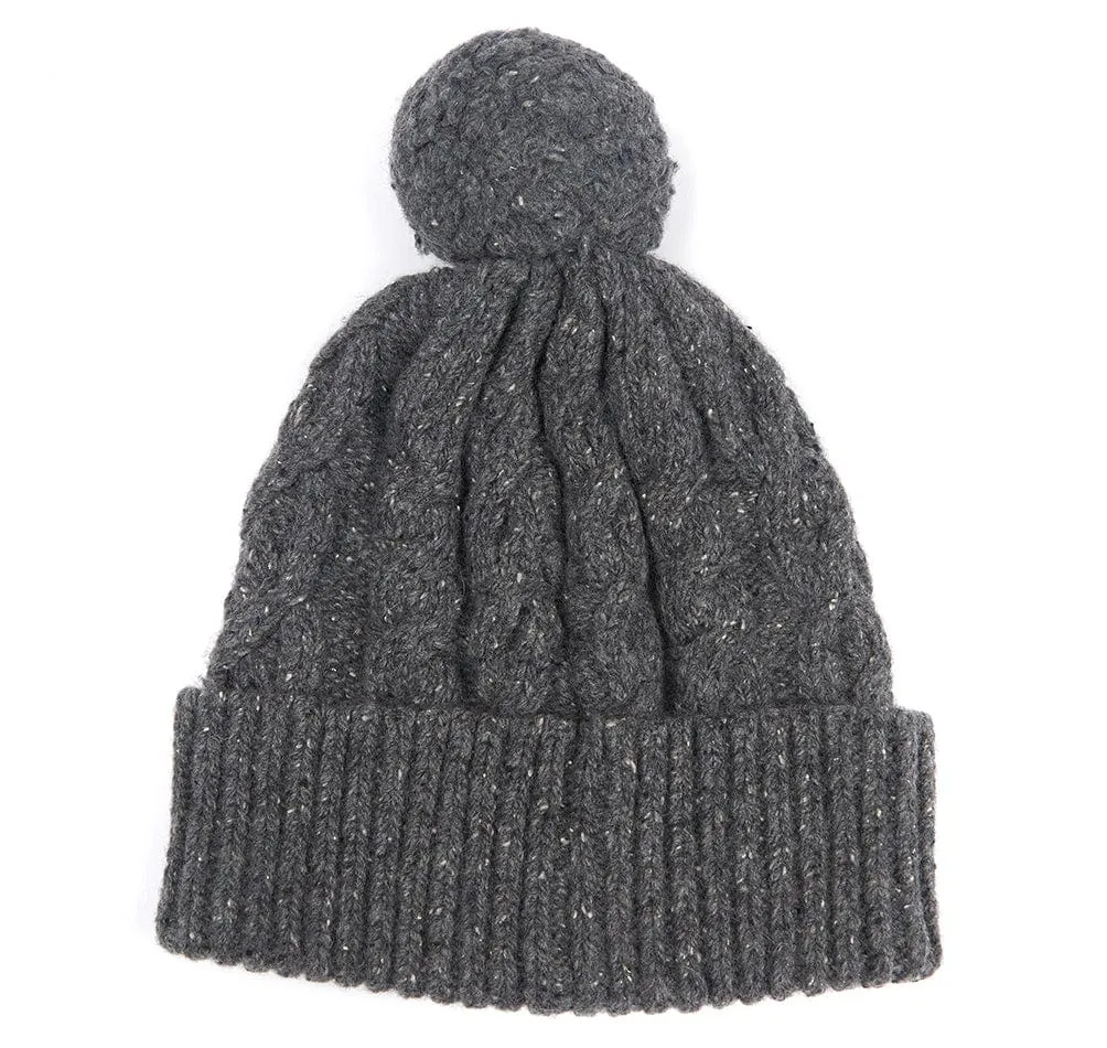 Barbour Seaton Pom Wool Blend Grey Beanie