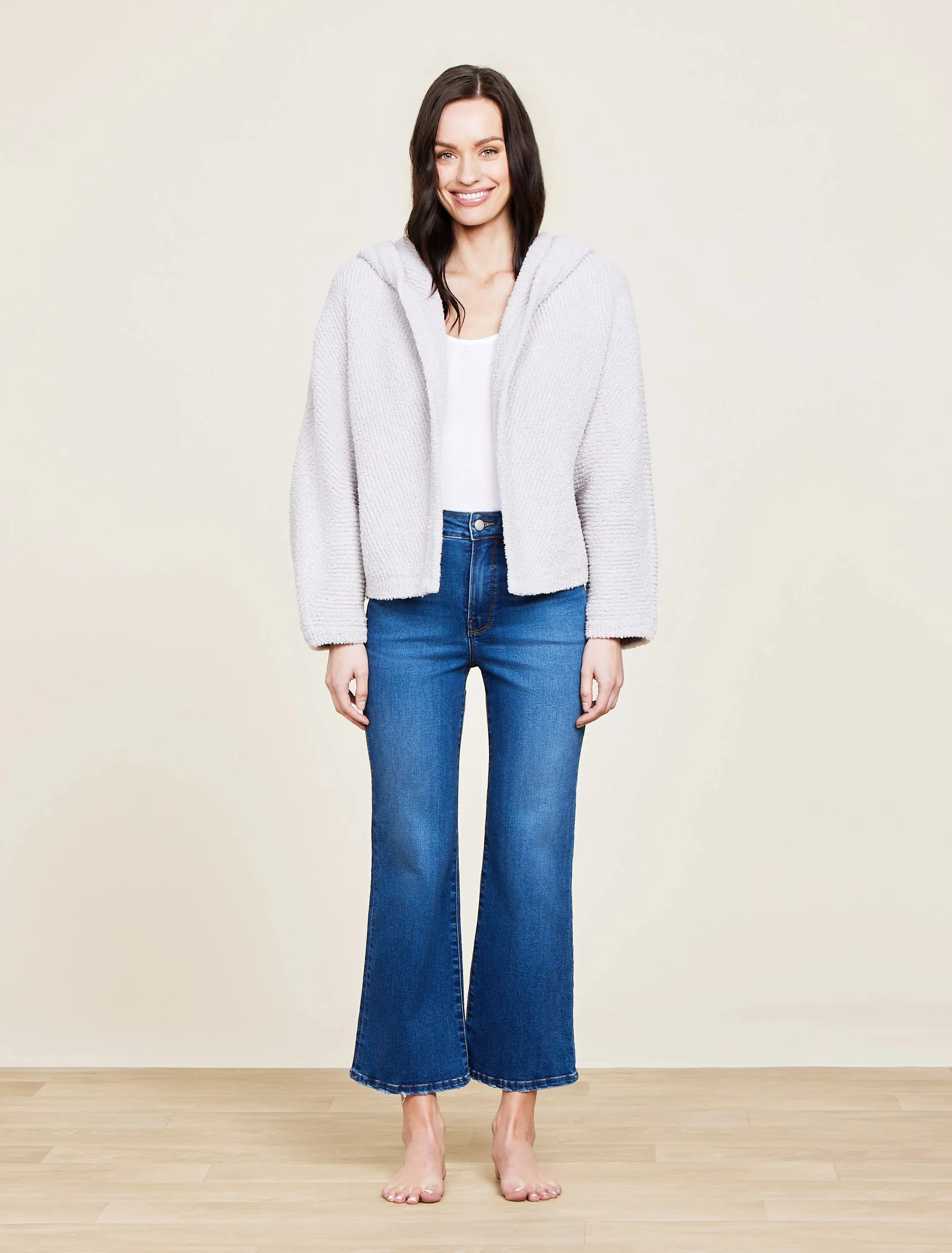 Barefoot Dreams - CozyChic® Chevron Rib Cardigan - Silver