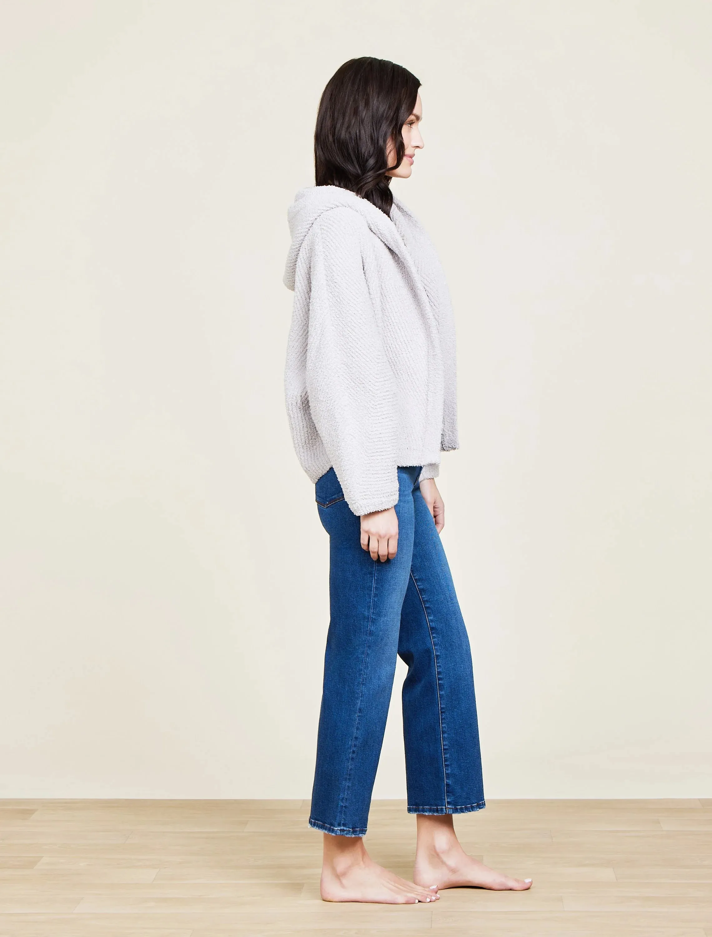 Barefoot Dreams - CozyChic® Chevron Rib Cardigan - Silver