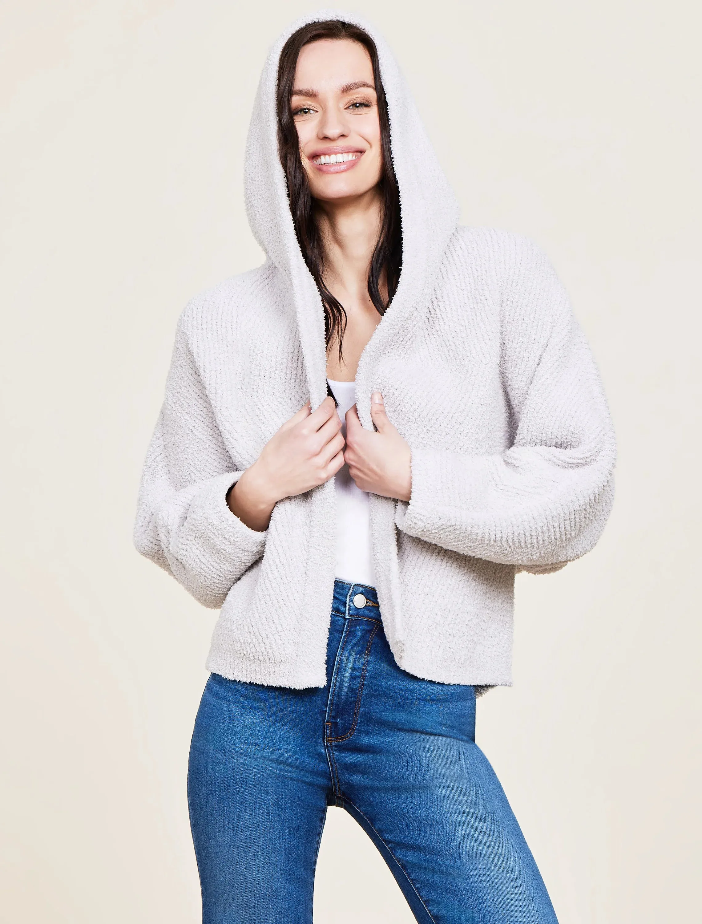 Barefoot Dreams - CozyChic® Chevron Rib Cardigan - Silver