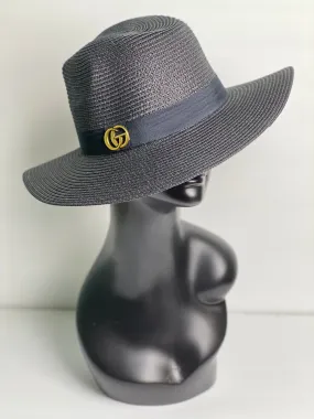 Black GO Metal Fedora Straw Hat