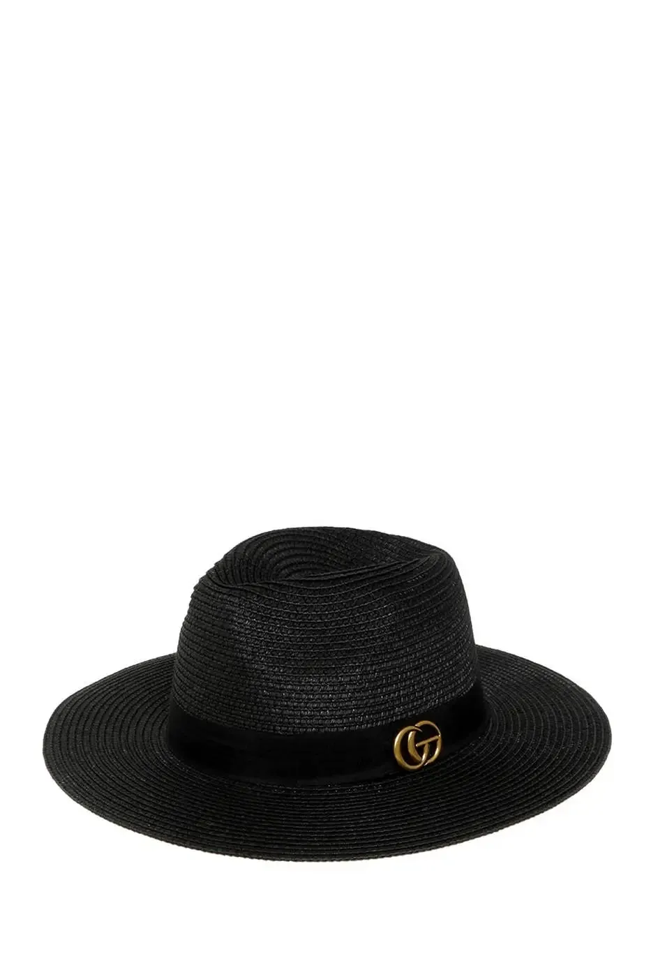 Black GO Metal Fedora Straw Hat