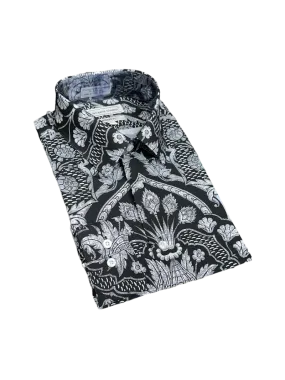 Black Men's Fashion Design Paisley Dress Shirts Long Sleeves By Avanti Uomo