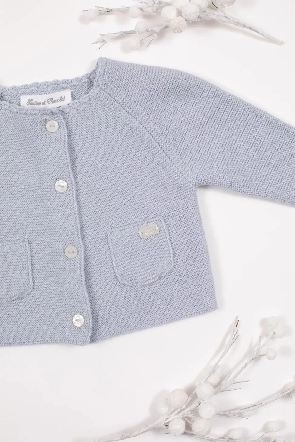 Blue Knit Cardigan - Tartine et Chocolat