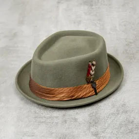 Brixton Stout Pork Pie Hat - Light Moss / Coffee