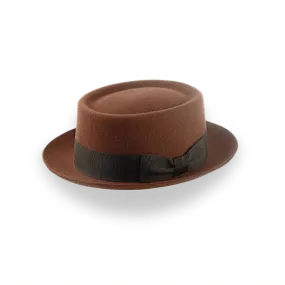 Brown Classic Porkpie Fedora Hat in Premium Wool Felt | The Antico