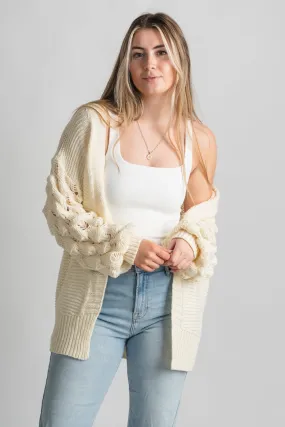 Bubble sleeve cardigan cream