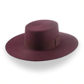Burgundy Western Style Flat Brim Hat in Premium Wool Felt | The Mestizo