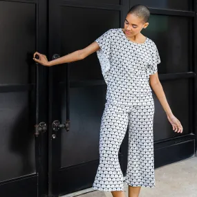 Butter Knit - Caftan Flutter Sleeve Top - Fan Motif - Final Sale!