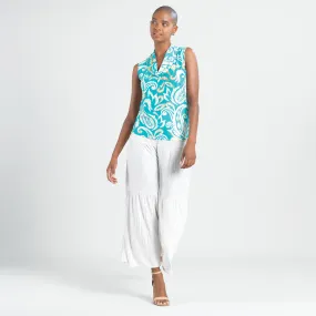 Butter Knit - Sleeveless Draped Cowl Neck Top - Paisley Lotus - Final Sale!