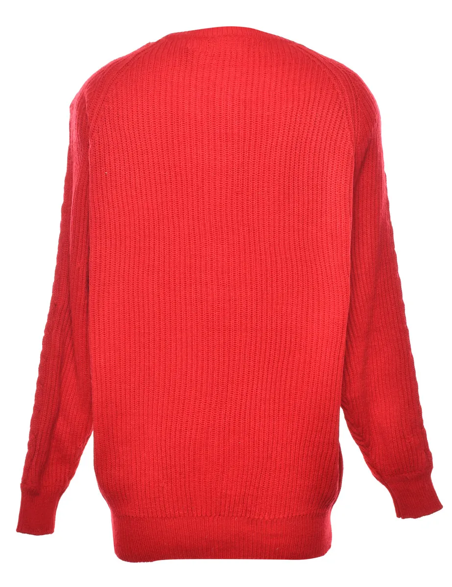 Button Through Red Jumper - L