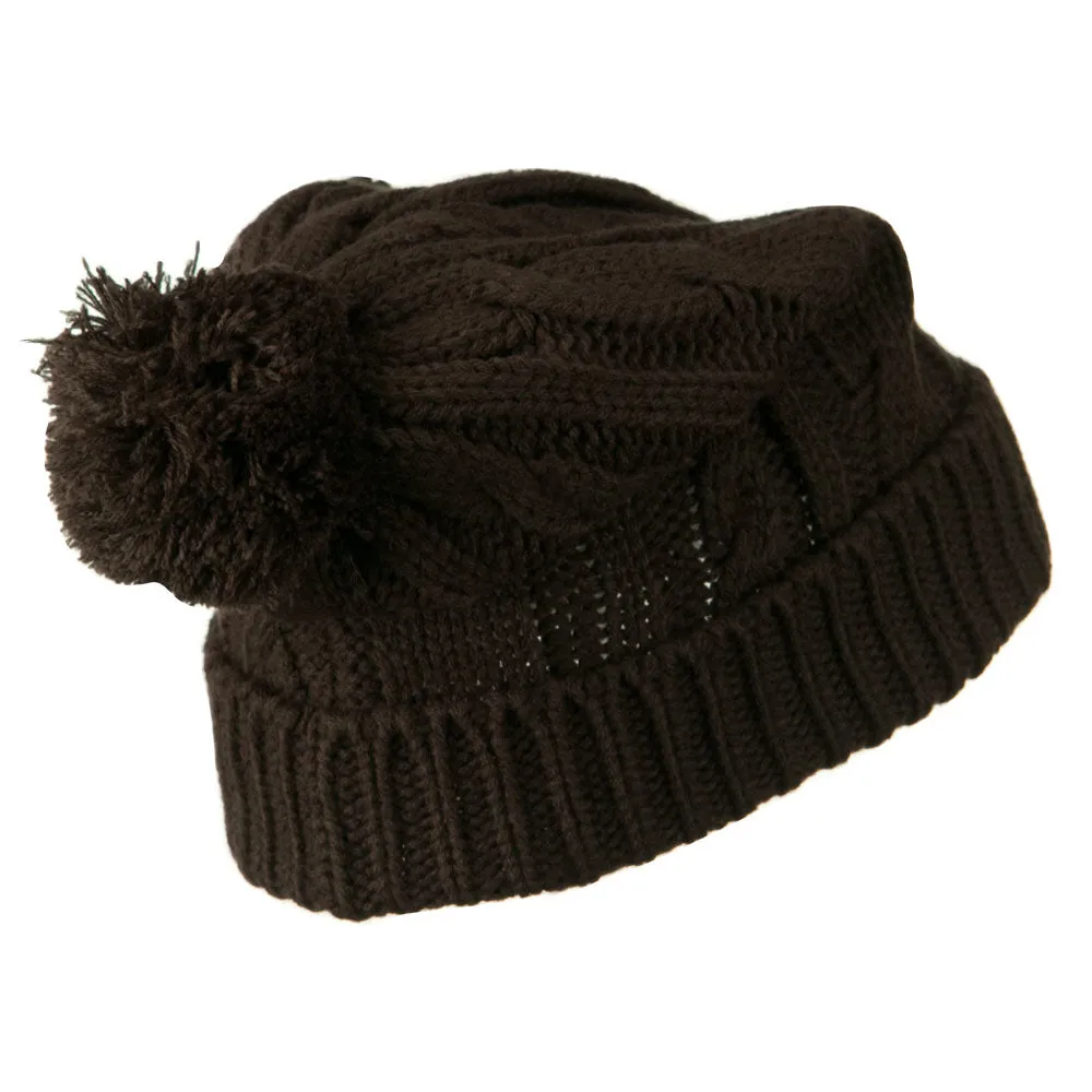 Cable Knit Hat with Pom Pom