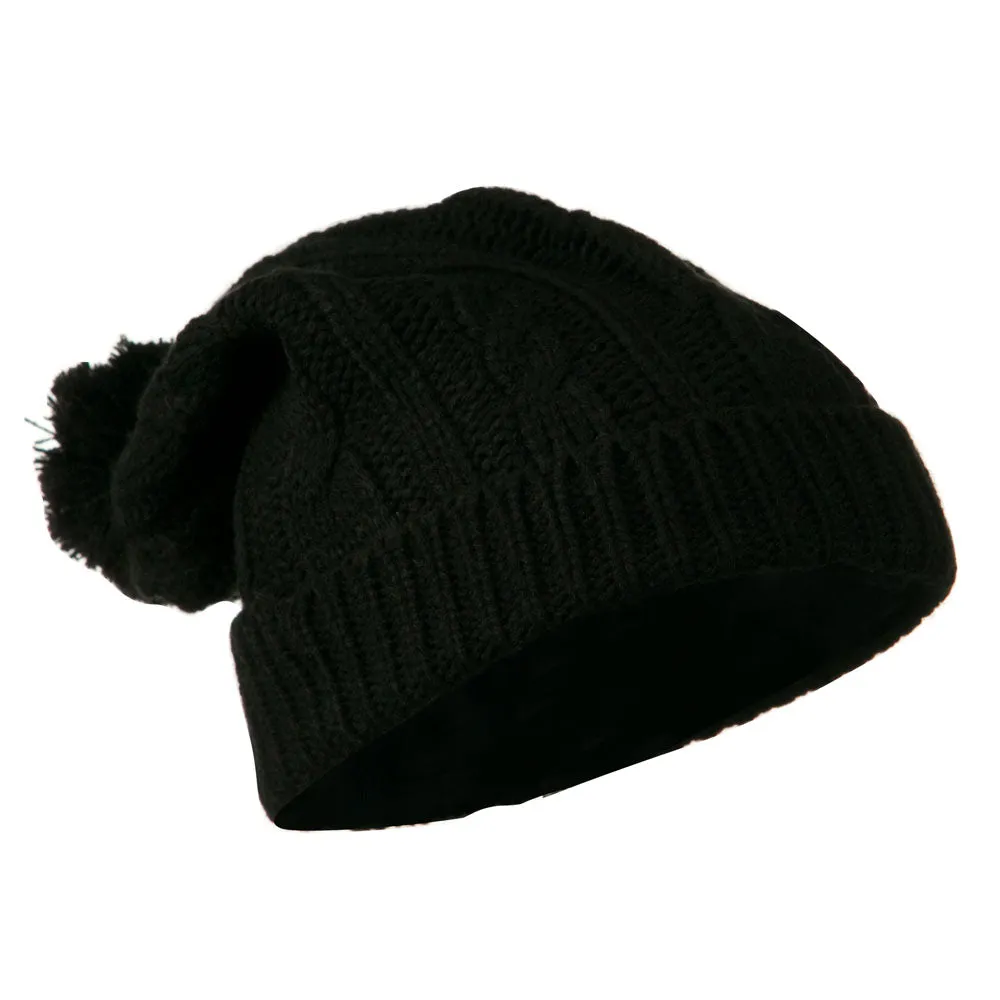 Cable Knit Hat with Pom Pom