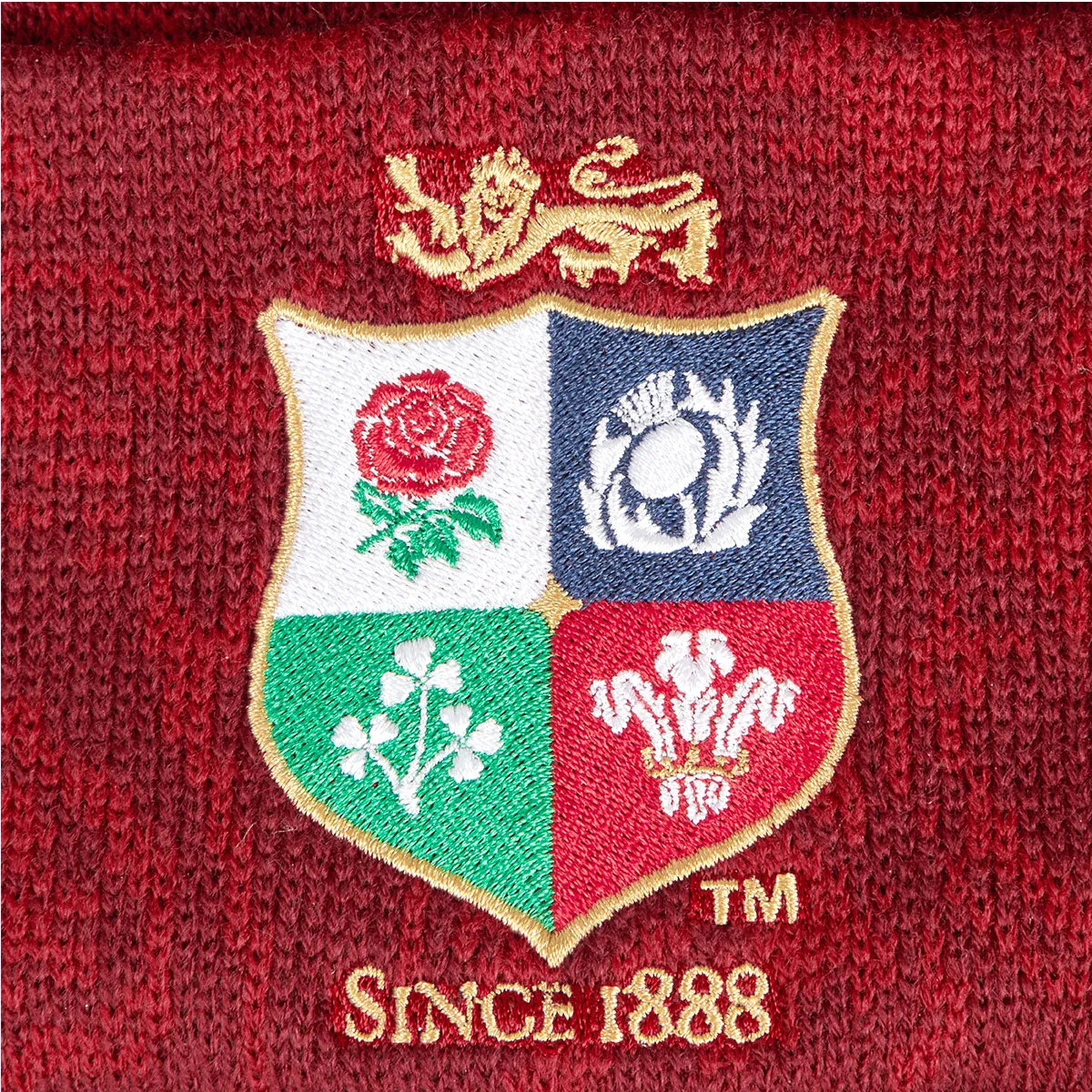 Canterbury British and Irish Lions Fleece Lined Rugby Bobble Hat - Red Dahilia