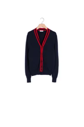 Cardigan boutonné à galon rayé
