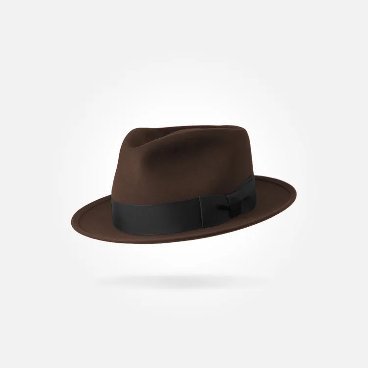 Classic Charm Fedora Fur Felt Hat in Brown