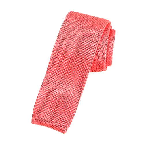 Classy Men Solid Salmon Square Knit Tie