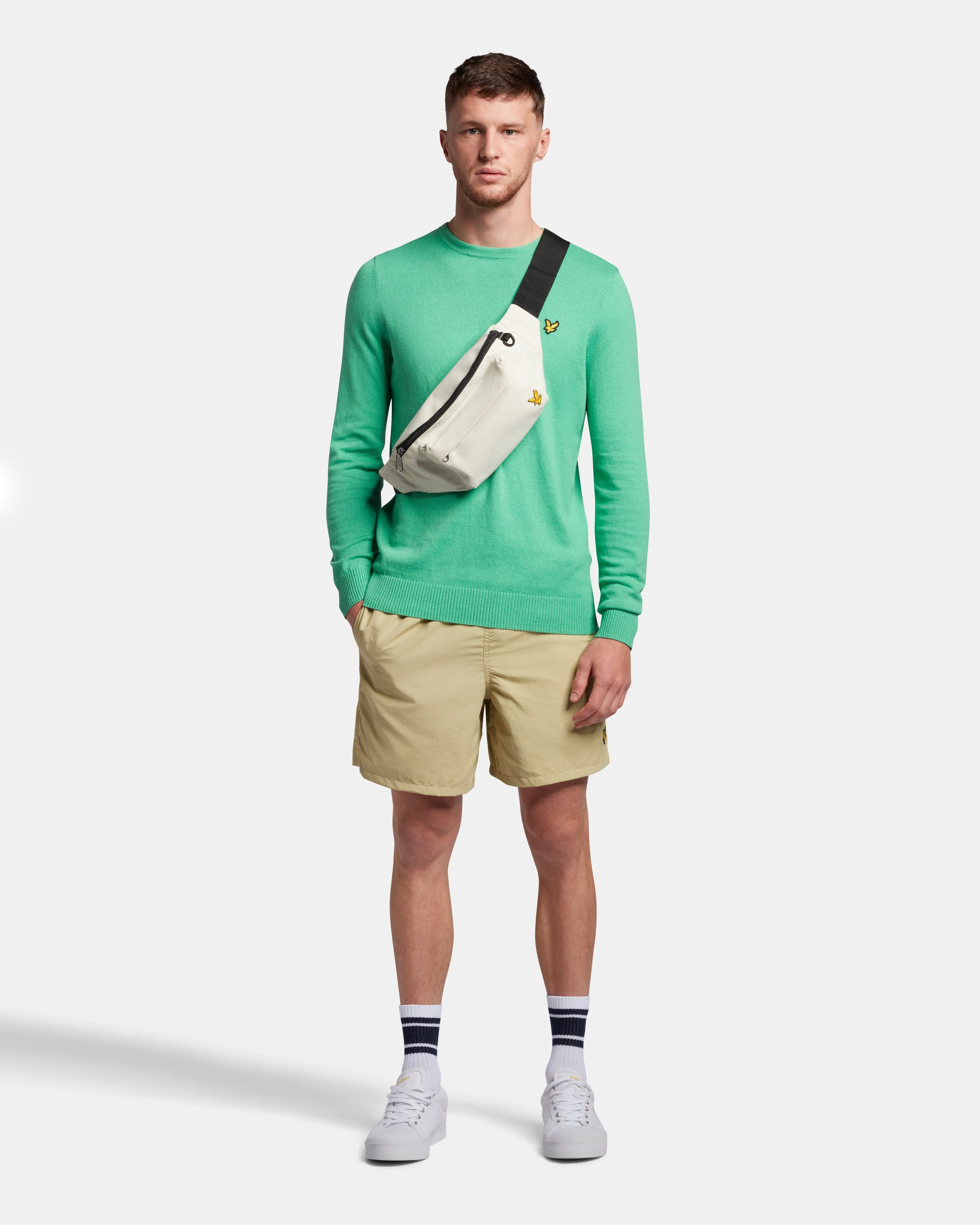 Cotton Merino Crew Jumper - Green Glaze