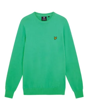 Cotton Merino Crew Jumper - Green Glaze