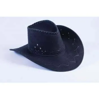 Cowboy Hat-Black Faux Suede
