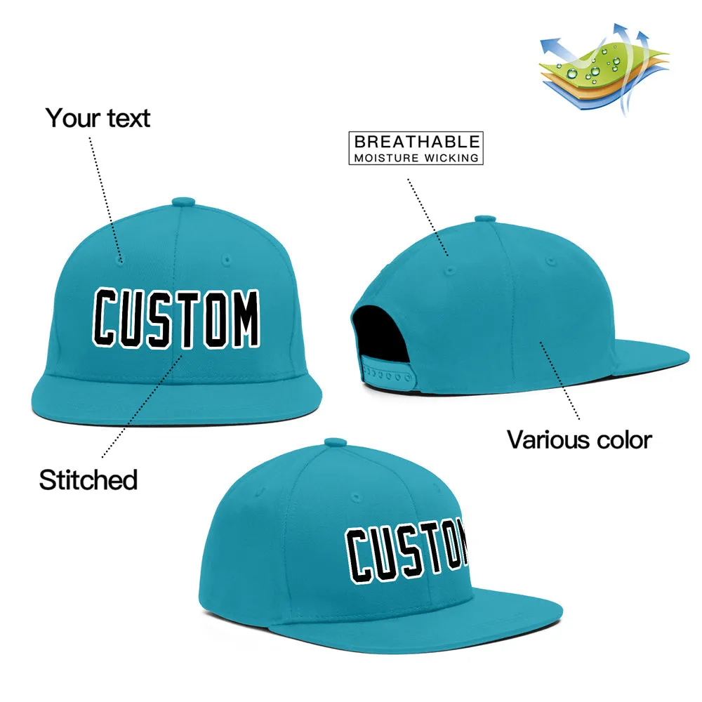 Custom Aqua Black-White Casual Sport Baseball Cap