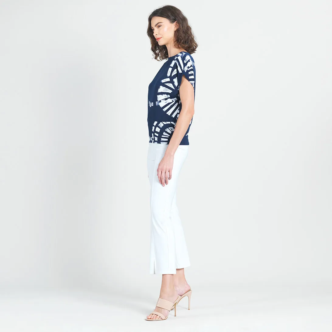 Dolman Short Sleeve Top - Track Line-Navy