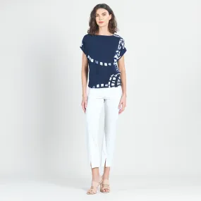 Dolman Short Sleeve Top - Track Line-Navy
