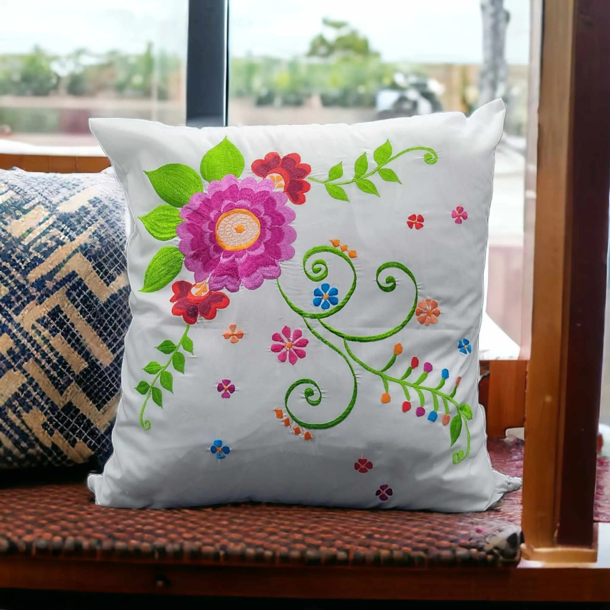 Embroidered Pillows Cushion Cover ( flower collection (#2 )