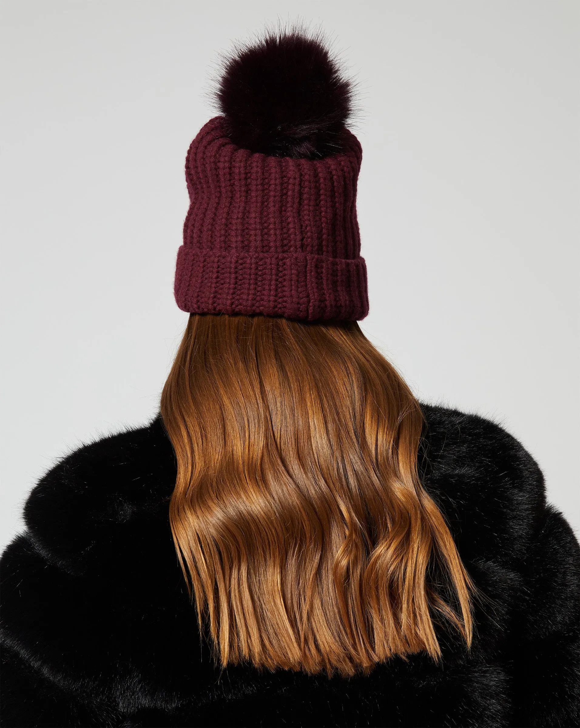 Faux Fur Pom-Pom Knit Beanie