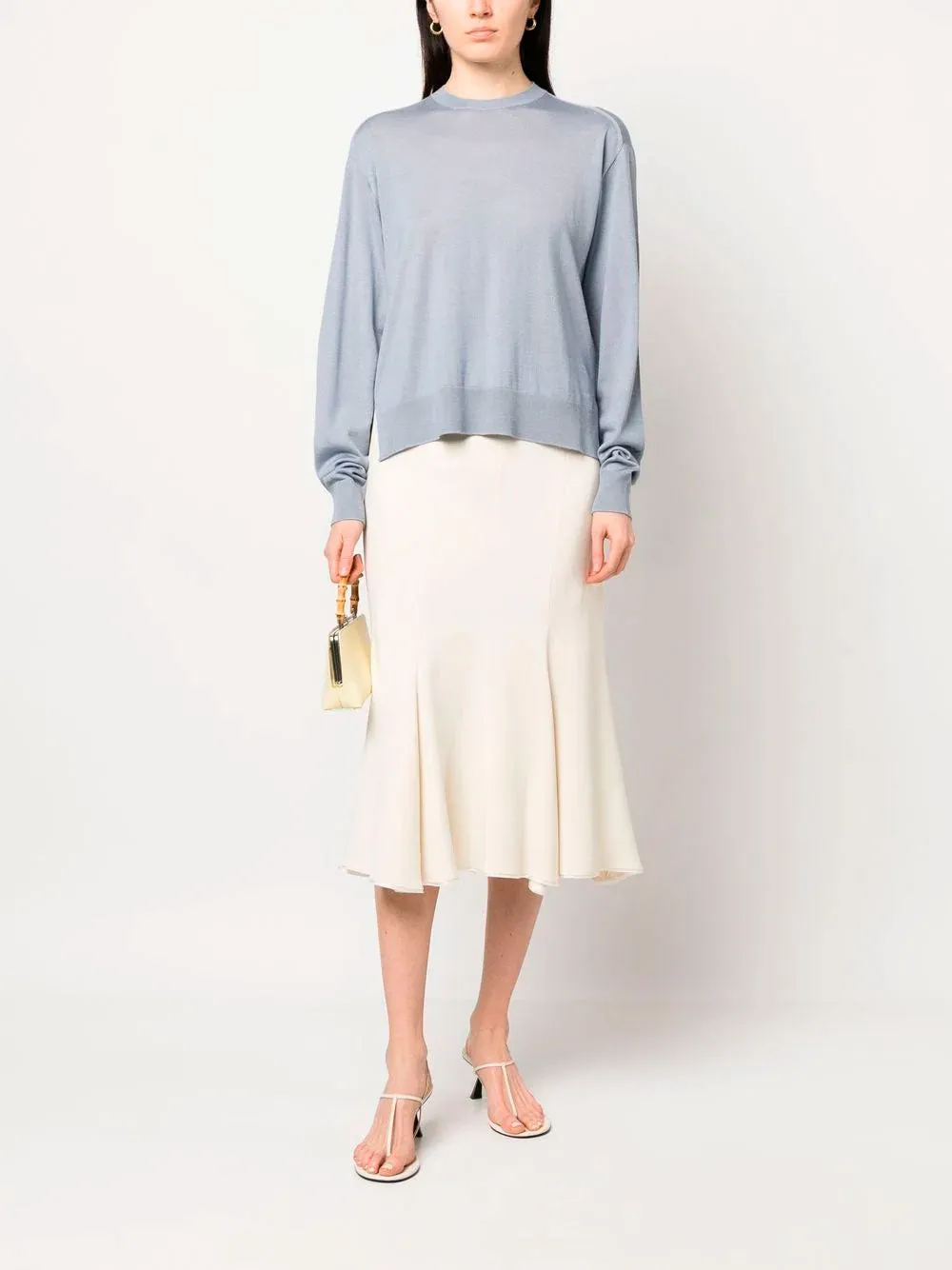 Fine-knit slit jumper