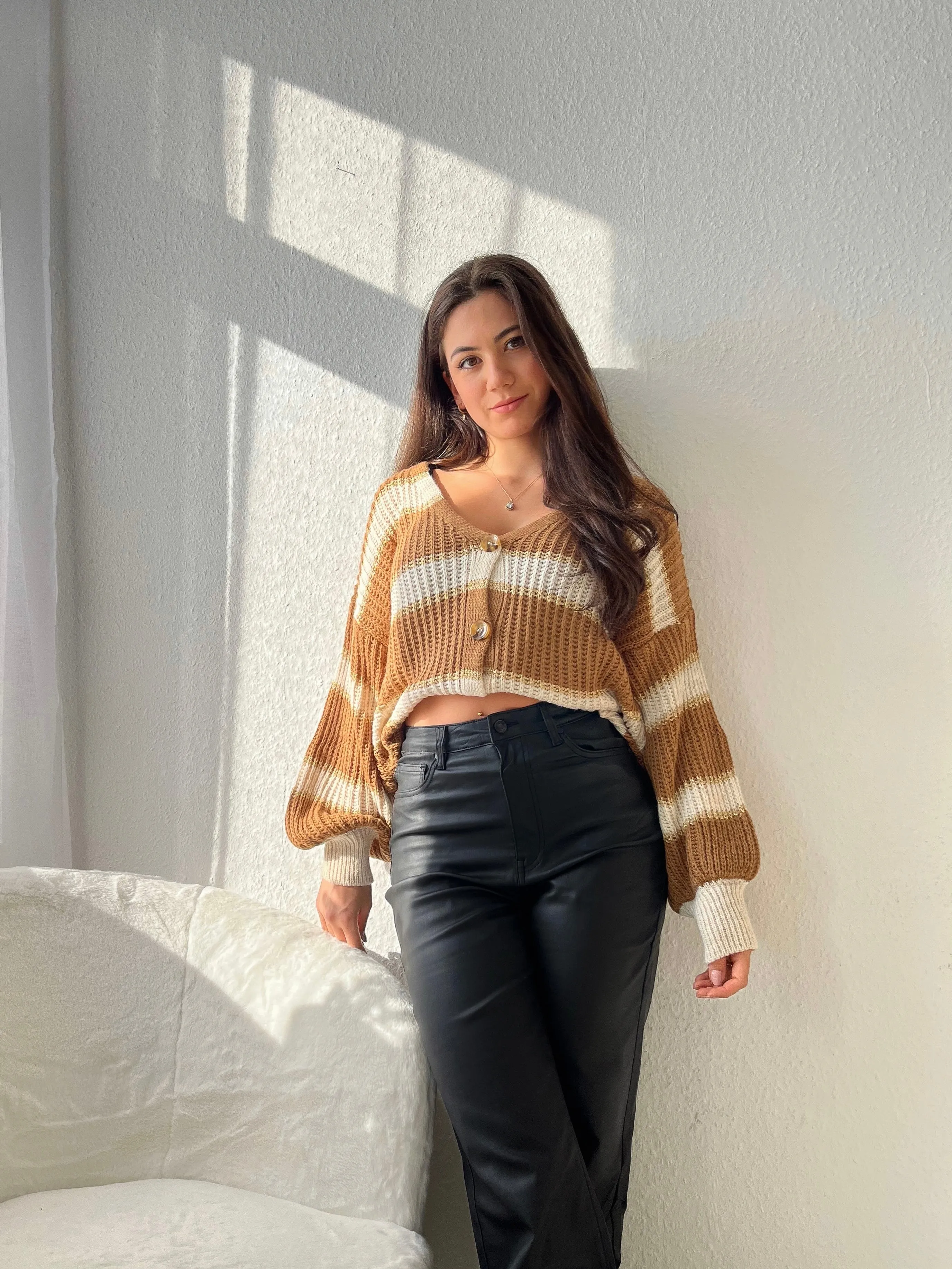 Gestreifter Cardigan mit Glitzer