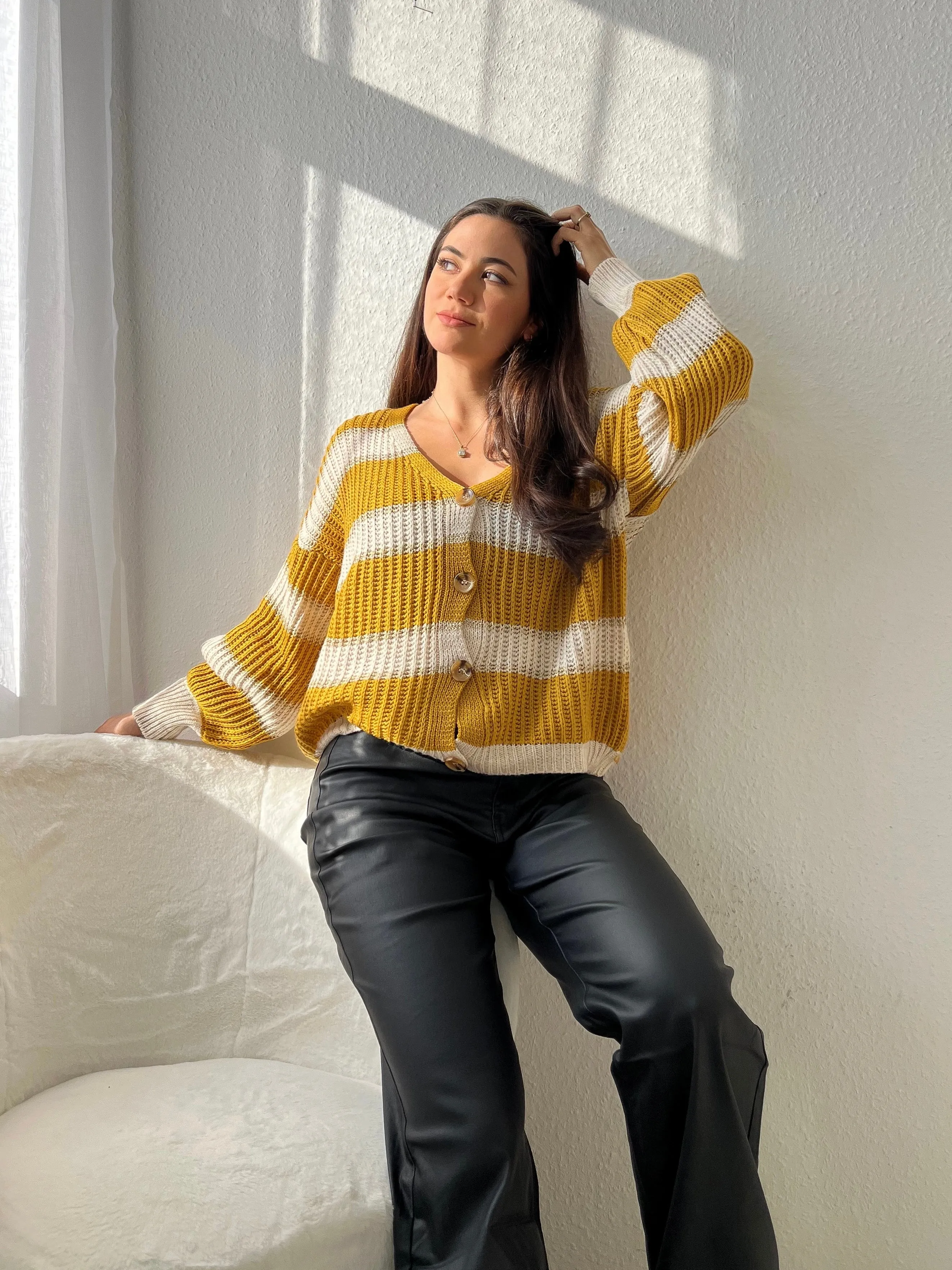 Gestreifter Cardigan mit Glitzer