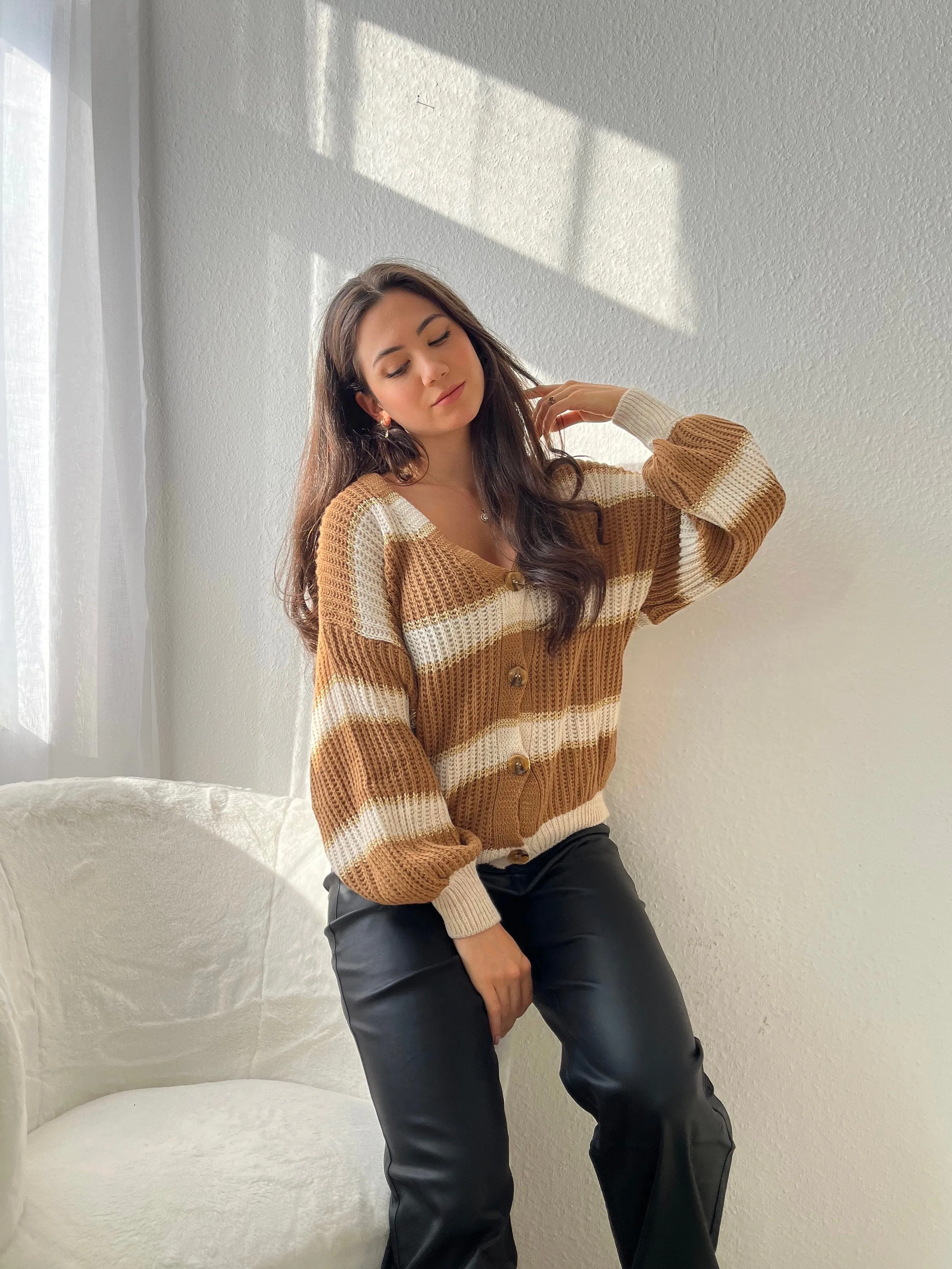 Gestreifter Cardigan mit Glitzer