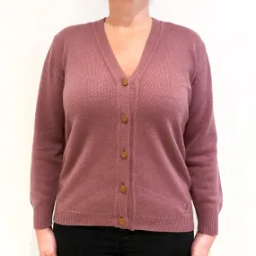 Heather Purple Cashmere V-Neck Cardigan Large