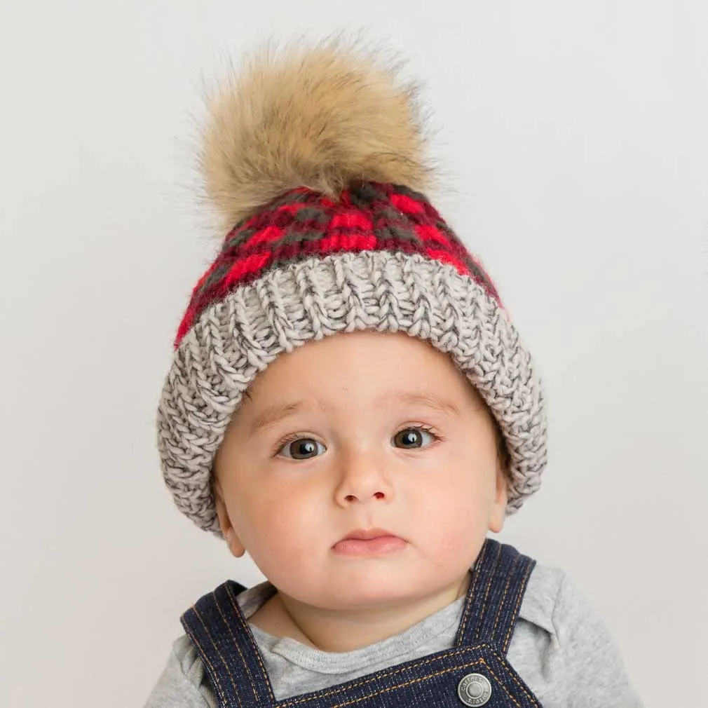 Huggalugs Buffalo Check Beanie
