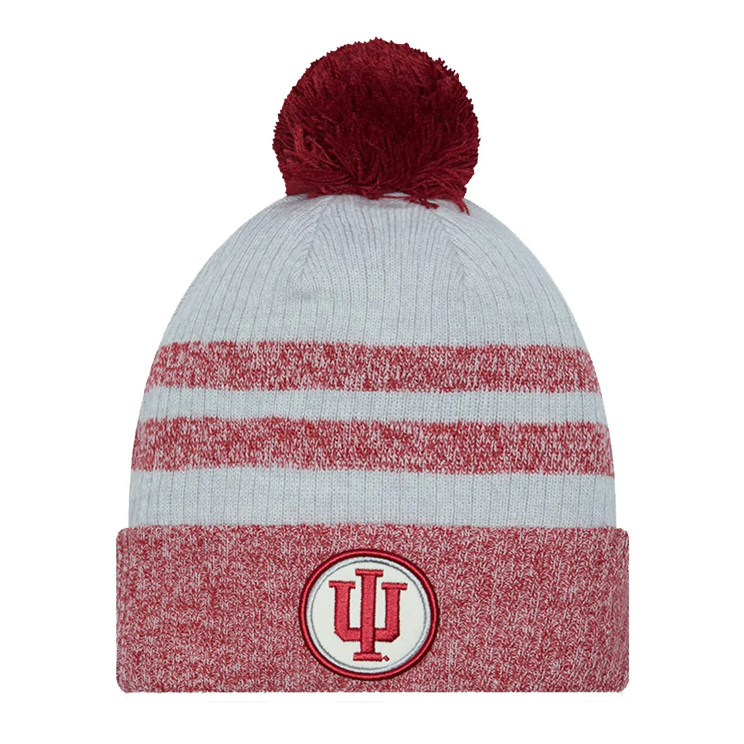 Indiana Hoosiers Patch Stripe Cuff Pom Knit Hat