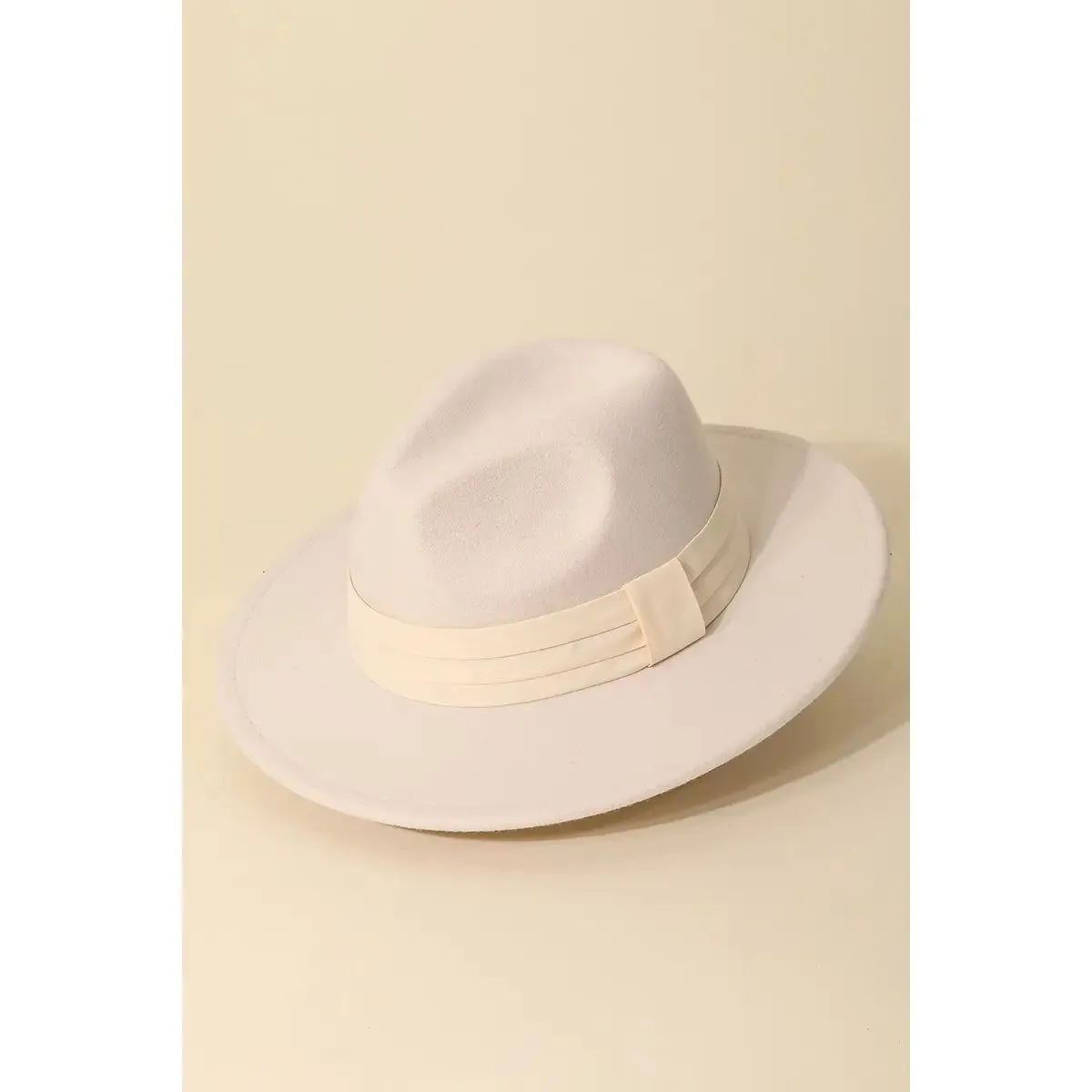 Ivory Flat Strap Fedora Hat